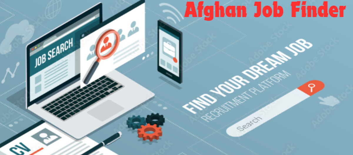 Afghan Job Finder website banner displaying job opportunities and scholarships in Afghanistan